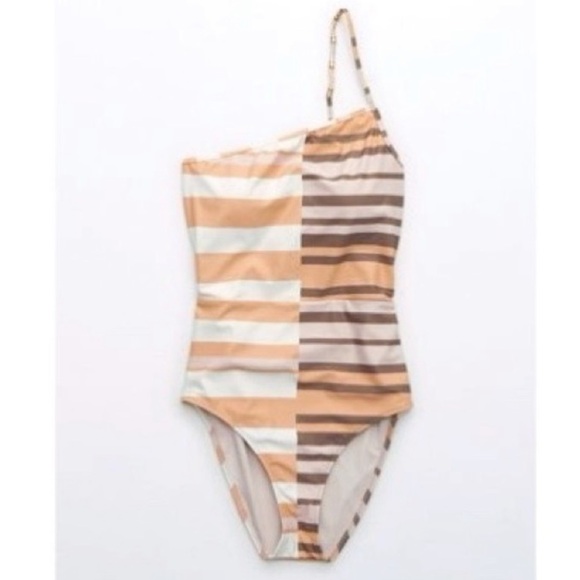 NWOT AERIE zone shoulder stripe swimsuit size small - Picture 1 of 8